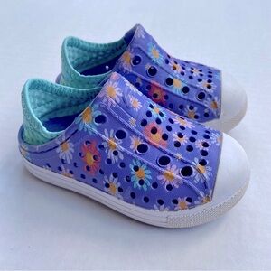 Sketchers Foamies Toddler slip on water shoe Purple Teal Daisy Floral sz 6
